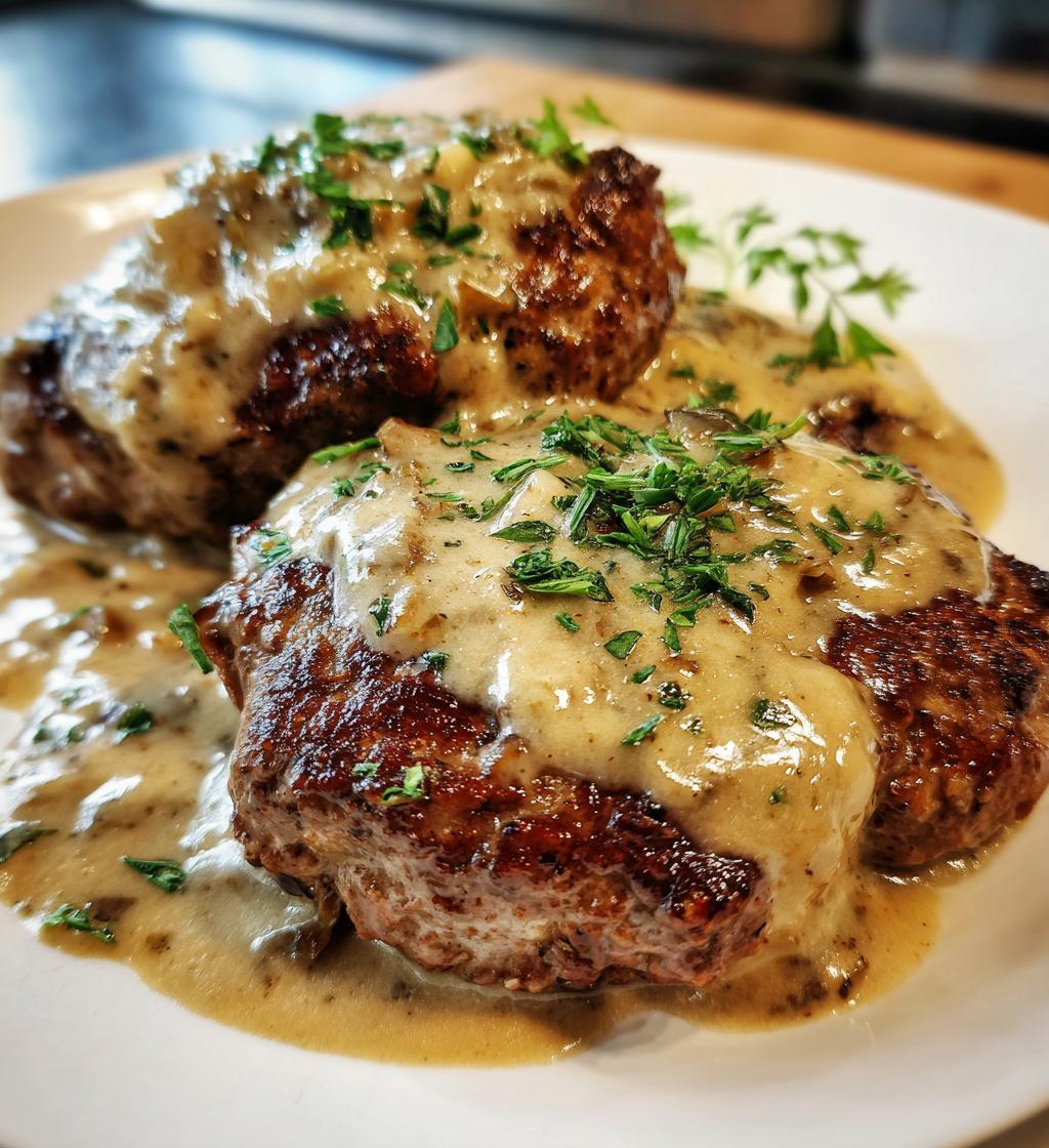 hamburger steak with creamy onion gravy