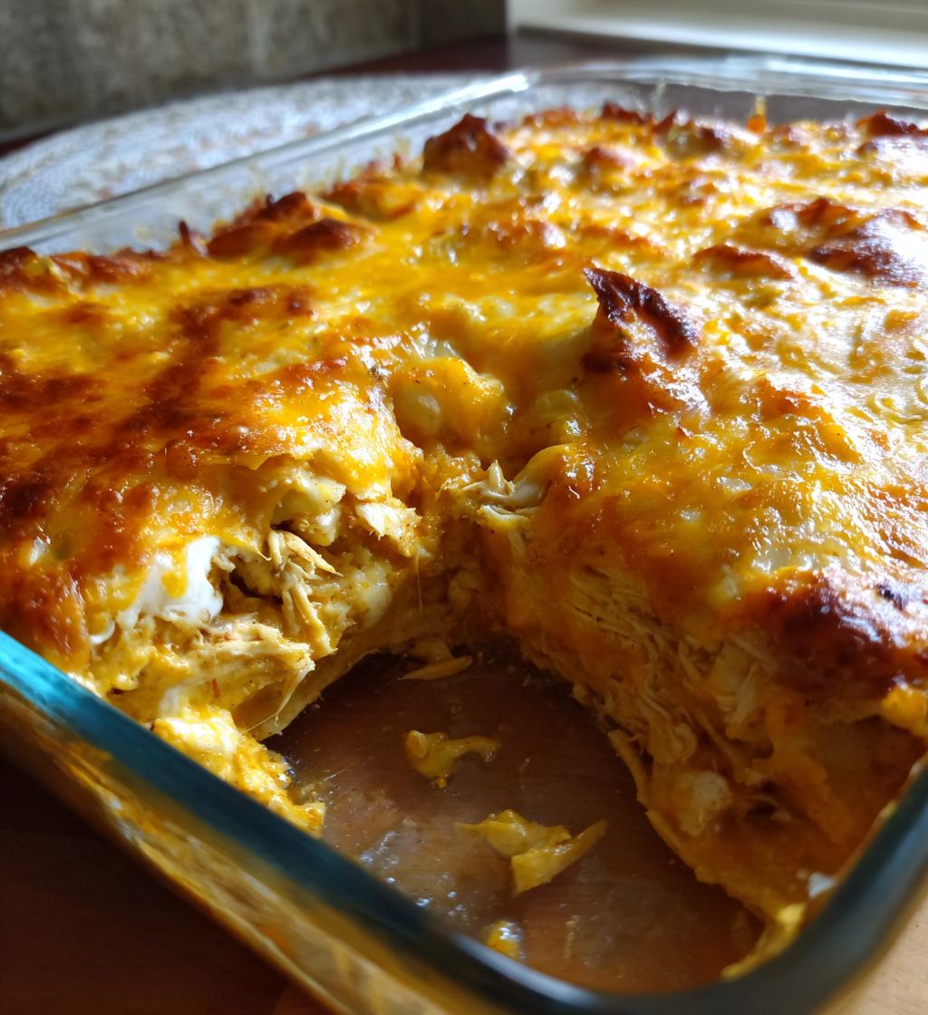 heavenly creamy chicken enchilada casserole