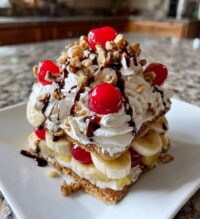 no bake banana split cake quick easy dessert