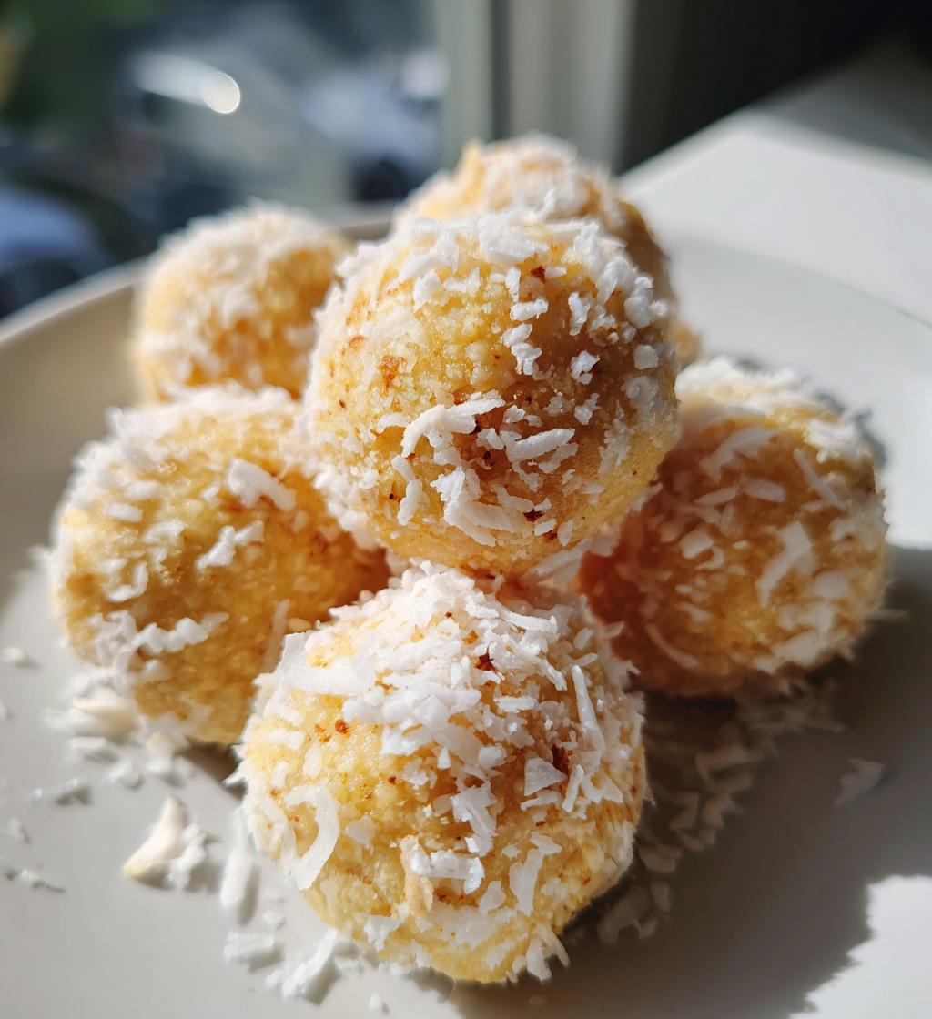 no bake coconut cookie balls chocolate centers