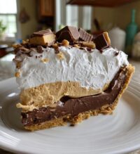 no bake cream cheese peanut butter pie with chocolate whipped cream