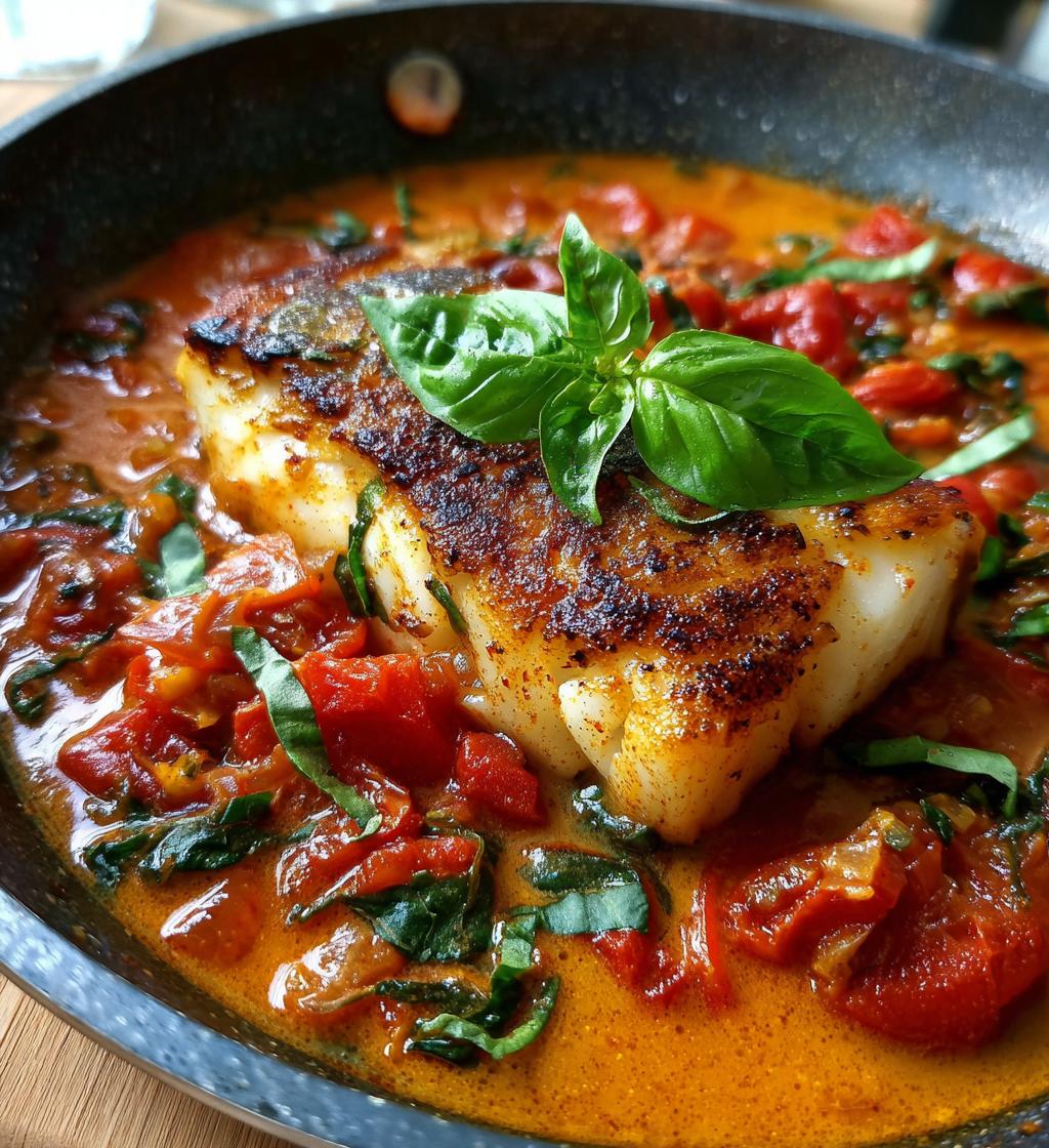 pan seared cod in white wine tomato basil sauce