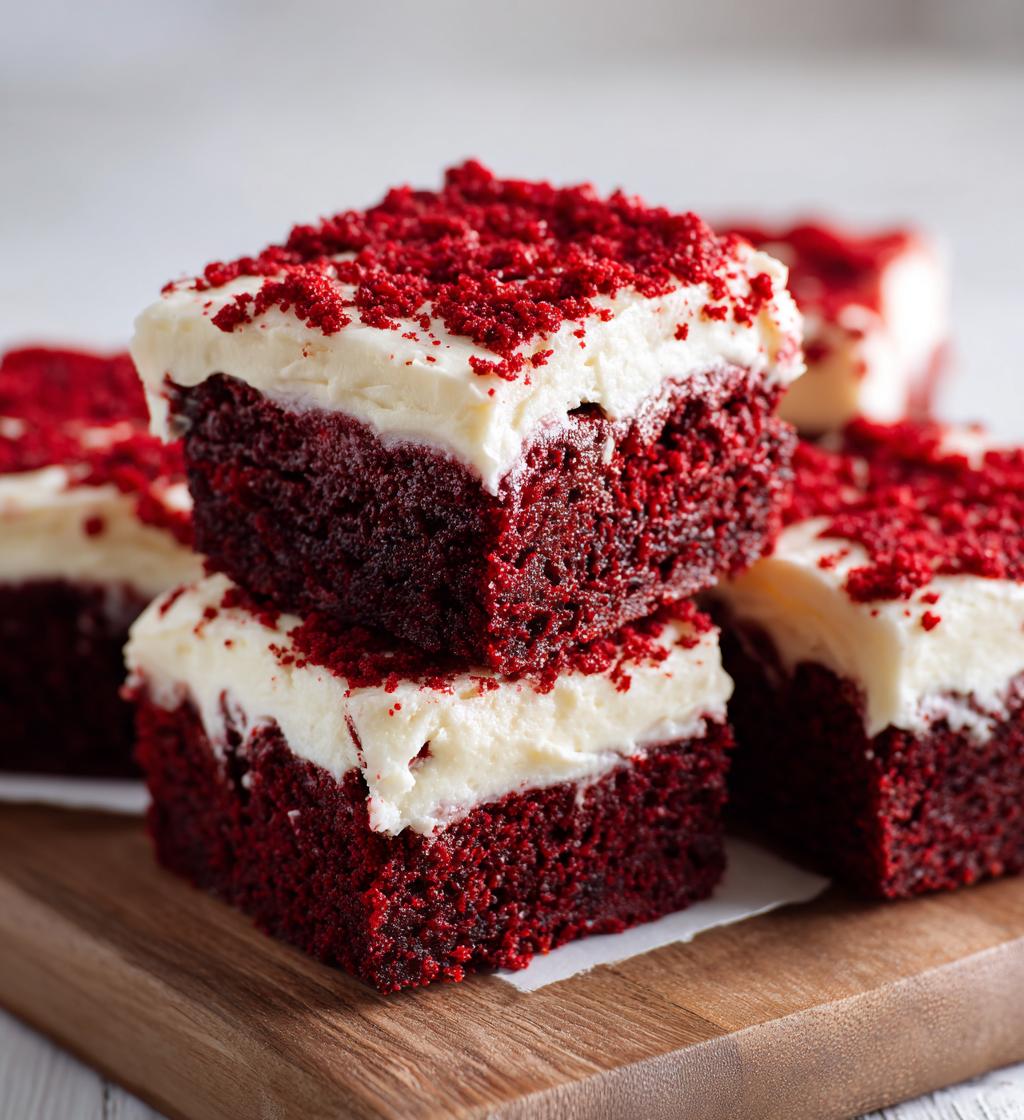 red velvet brownies with cream cheese frosting