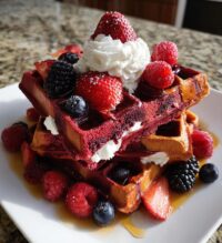 red velvet marble waffles a delightful breakfast treat