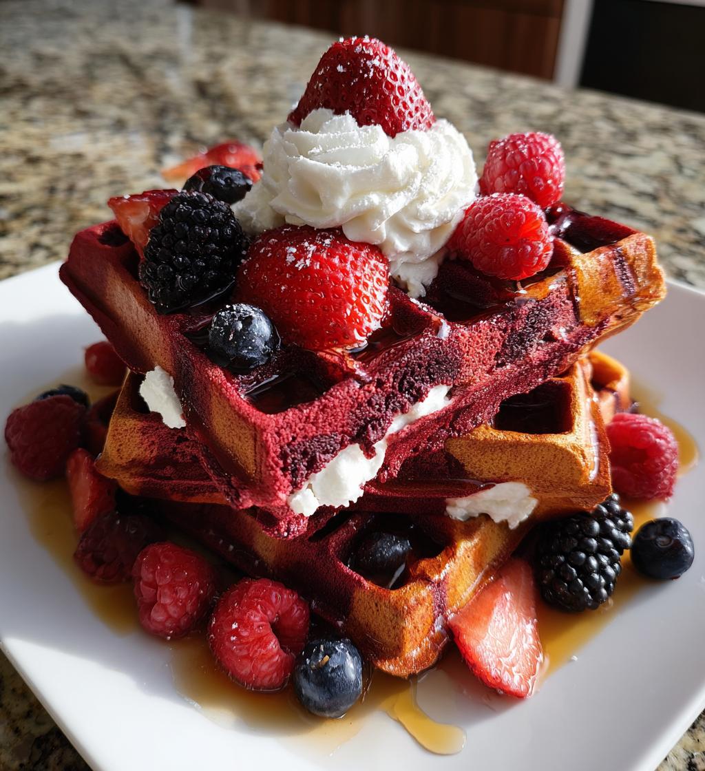 red velvet marble waffles a delightful breakfast treat