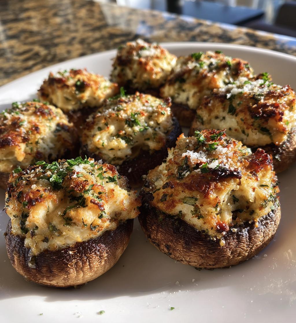 savory crab stuffed mushrooms recipe