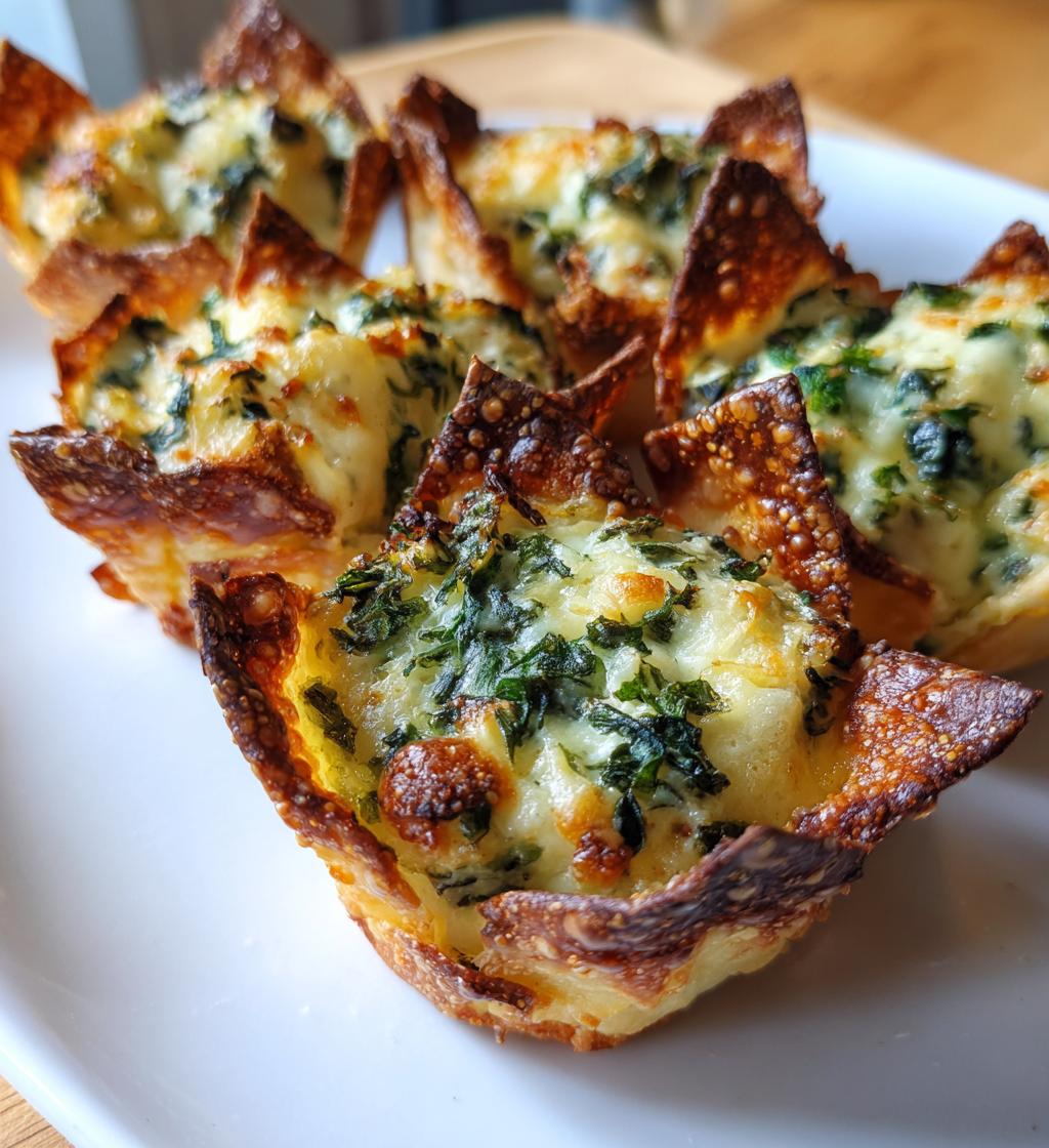 spinach and artichoke dip wonton cups recipe