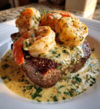 steak creamy garlic shrimp