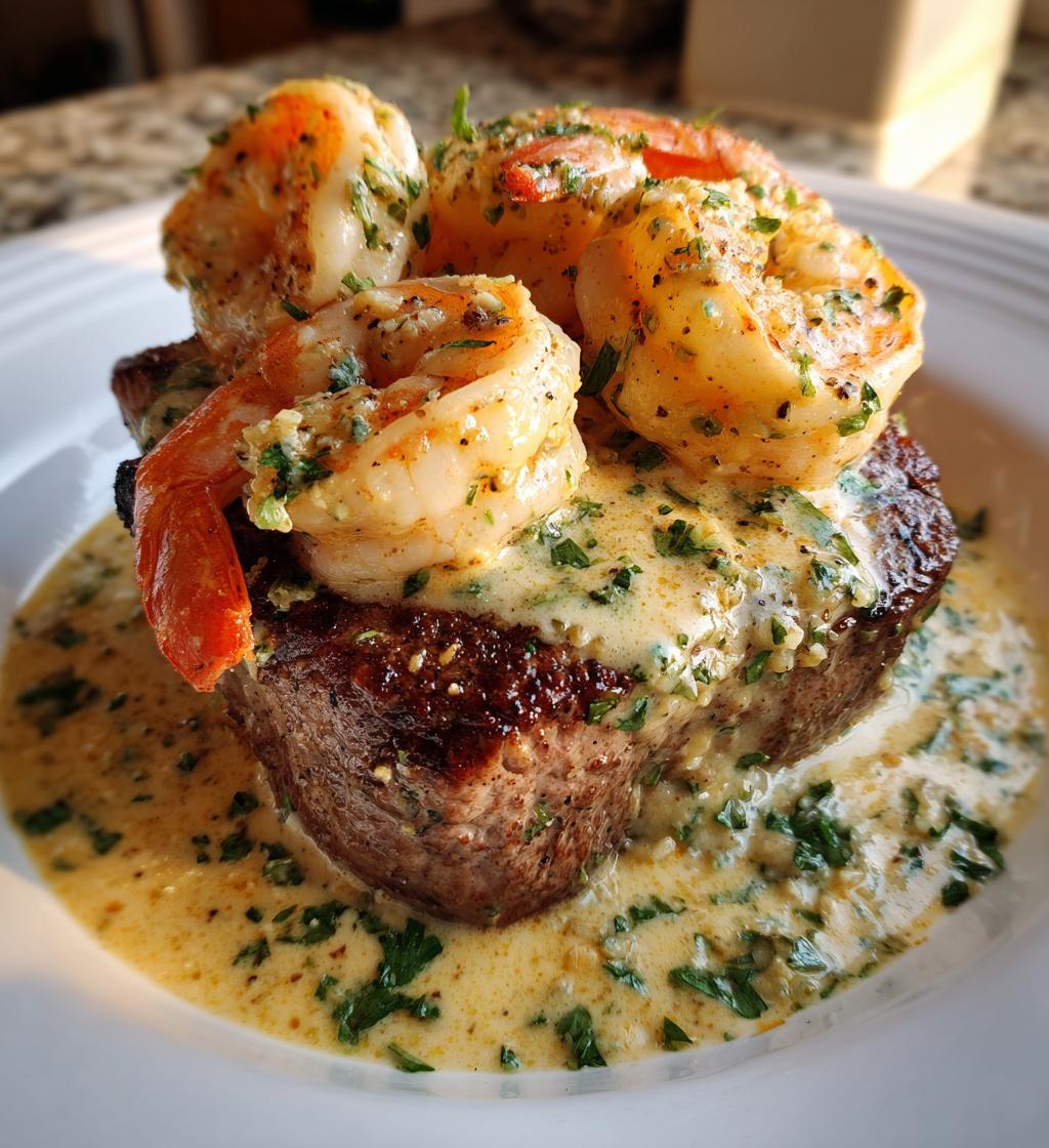 steak creamy garlic shrimp