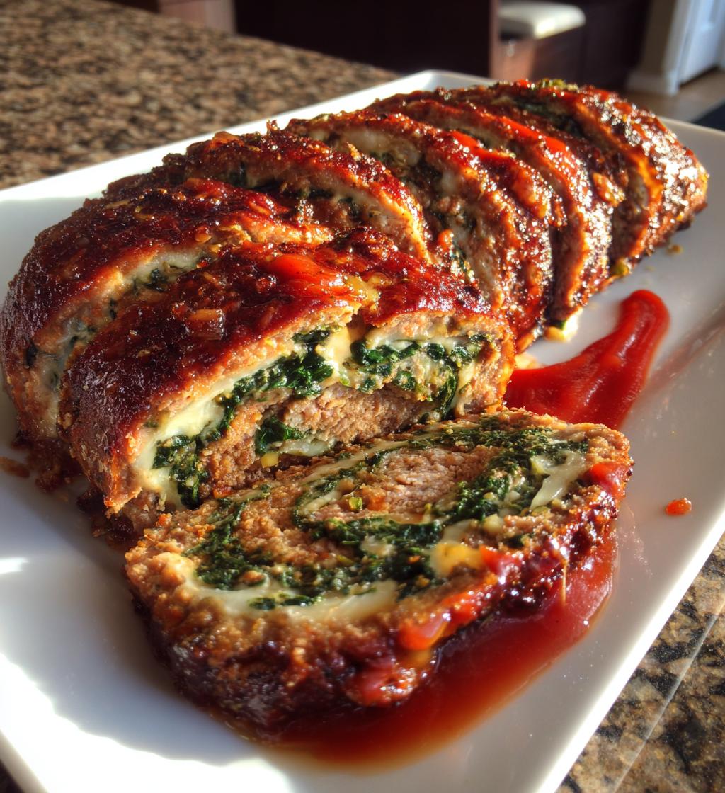 stuffed meatloaf roll - detail 1