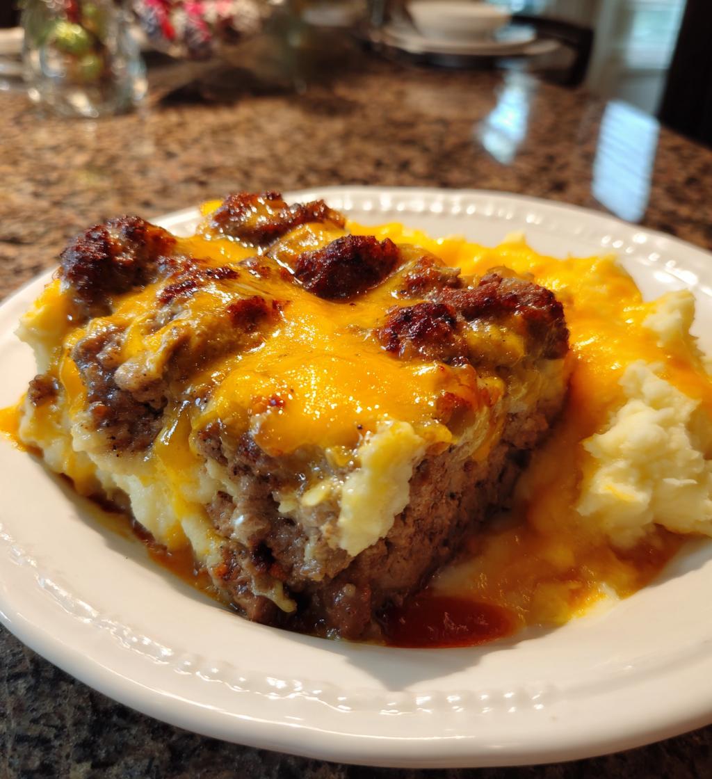 try this easy loaded meatloaf casserole for a family favorite dinner
