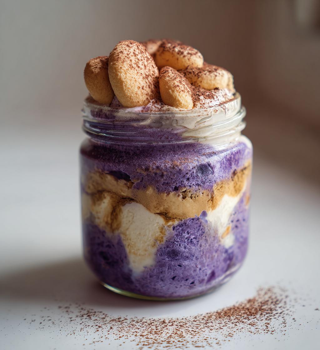 ube tiramisu in a jar - detail 1