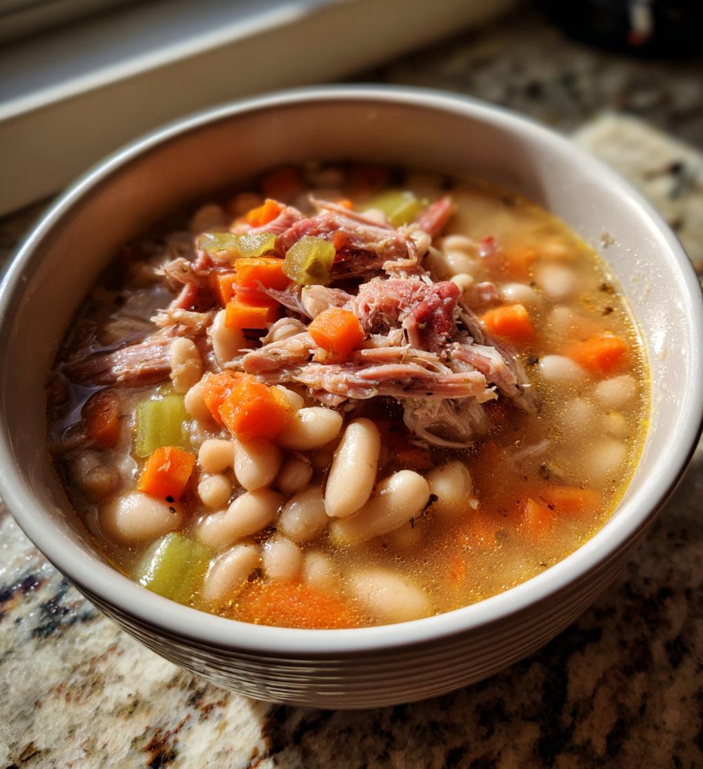 white bean and ham hock soup - detail 1