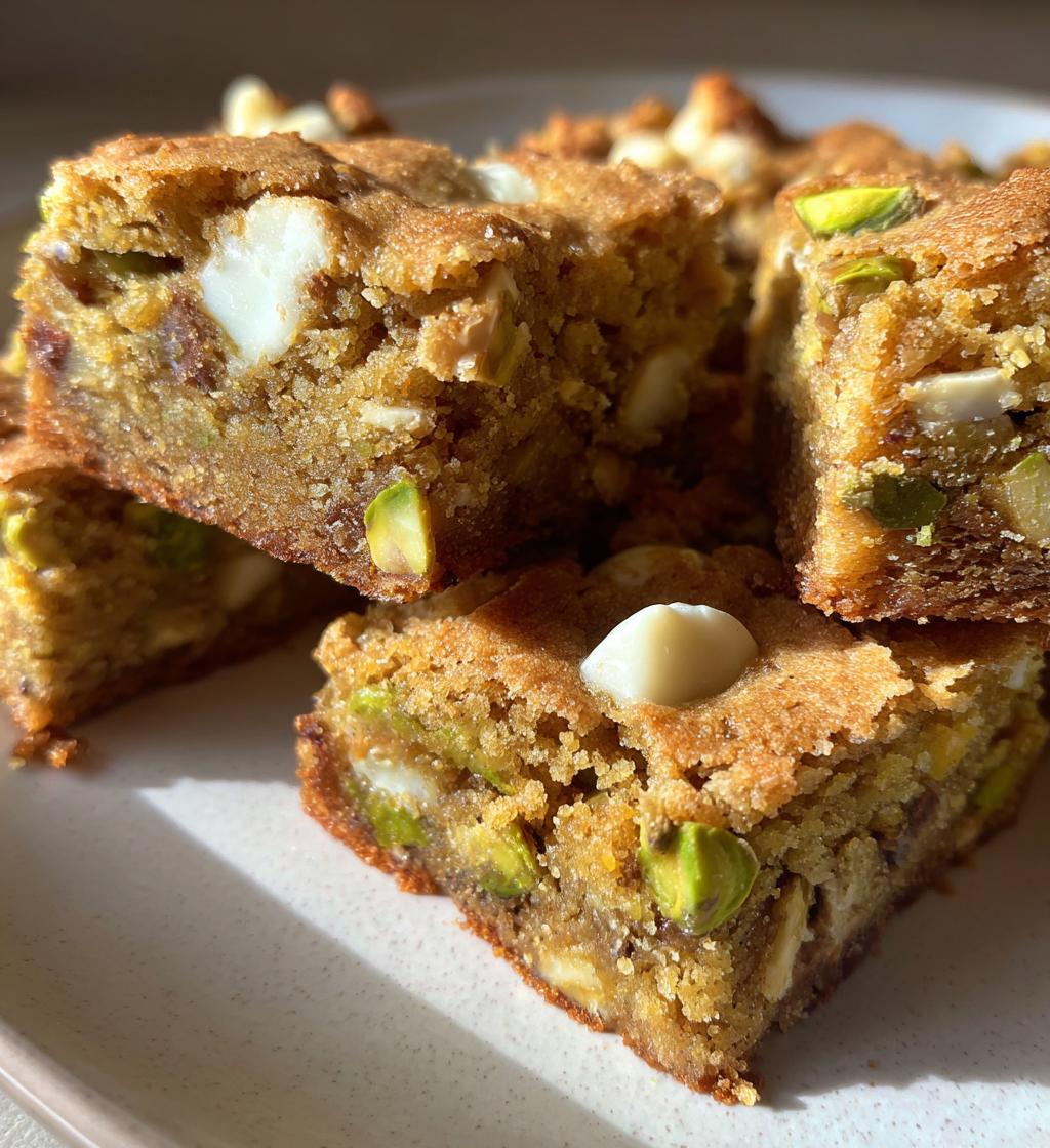 white chocolate pistachio blondies - detail 1