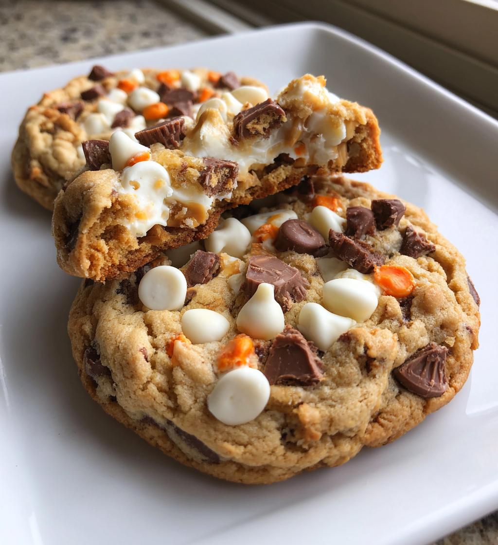 white chocolate reeses cheesecake cookies