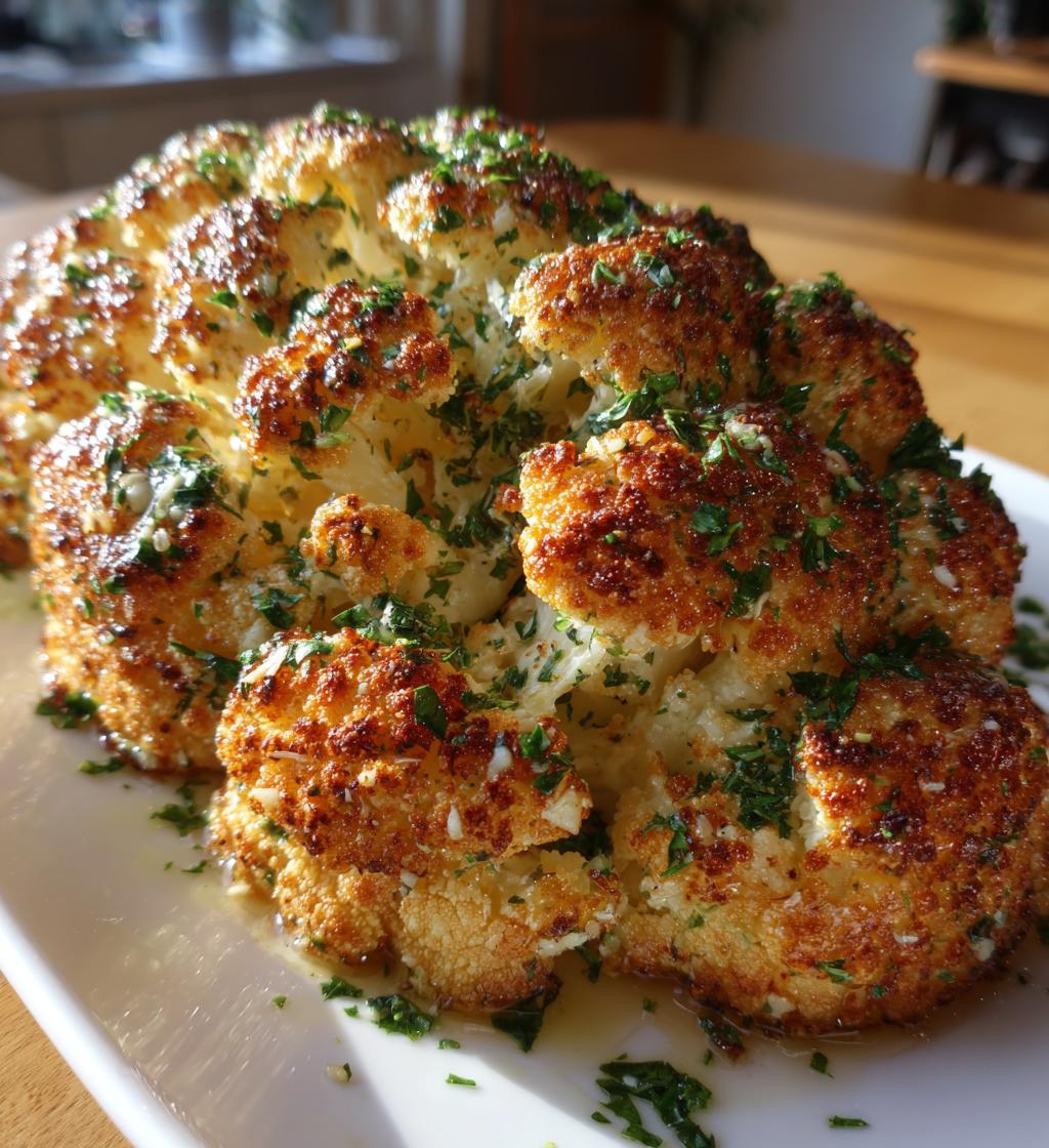 whole roasted cauliflower with butter sauce