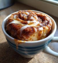 cinnamon roll in a mug