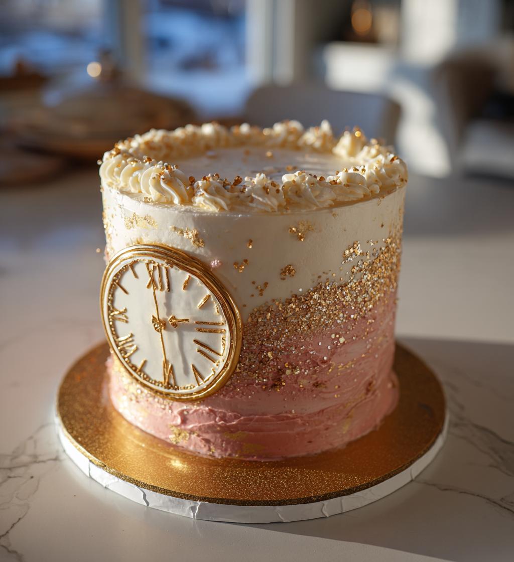 clock cake new years eve