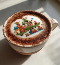 coffee with happy new year latte art