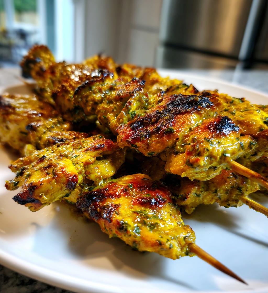 green curry chicken skewers