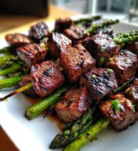 grilled steak and asparagus kabobs