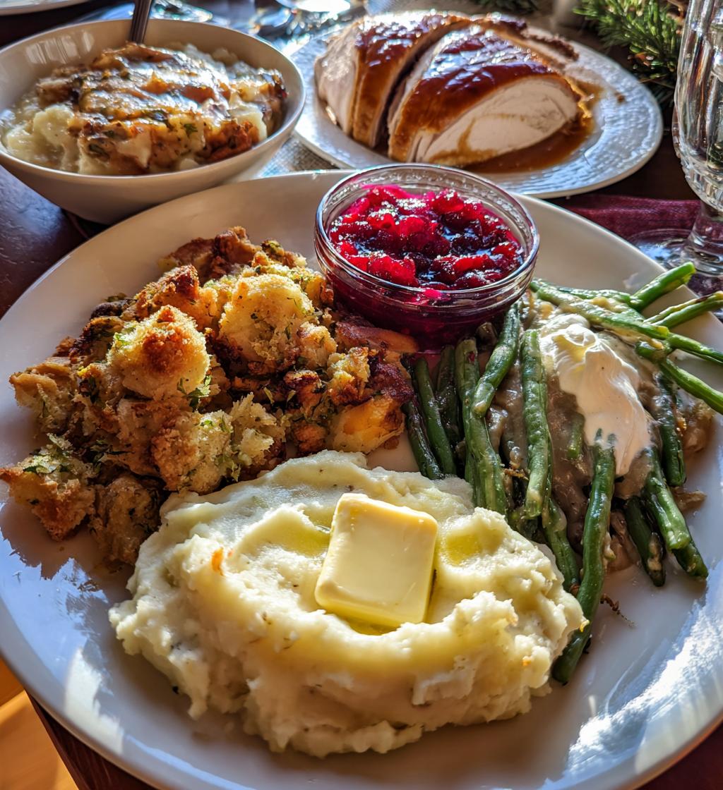 thanksgiving table food setup