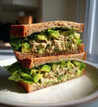 tuna salad sandwich with avocado