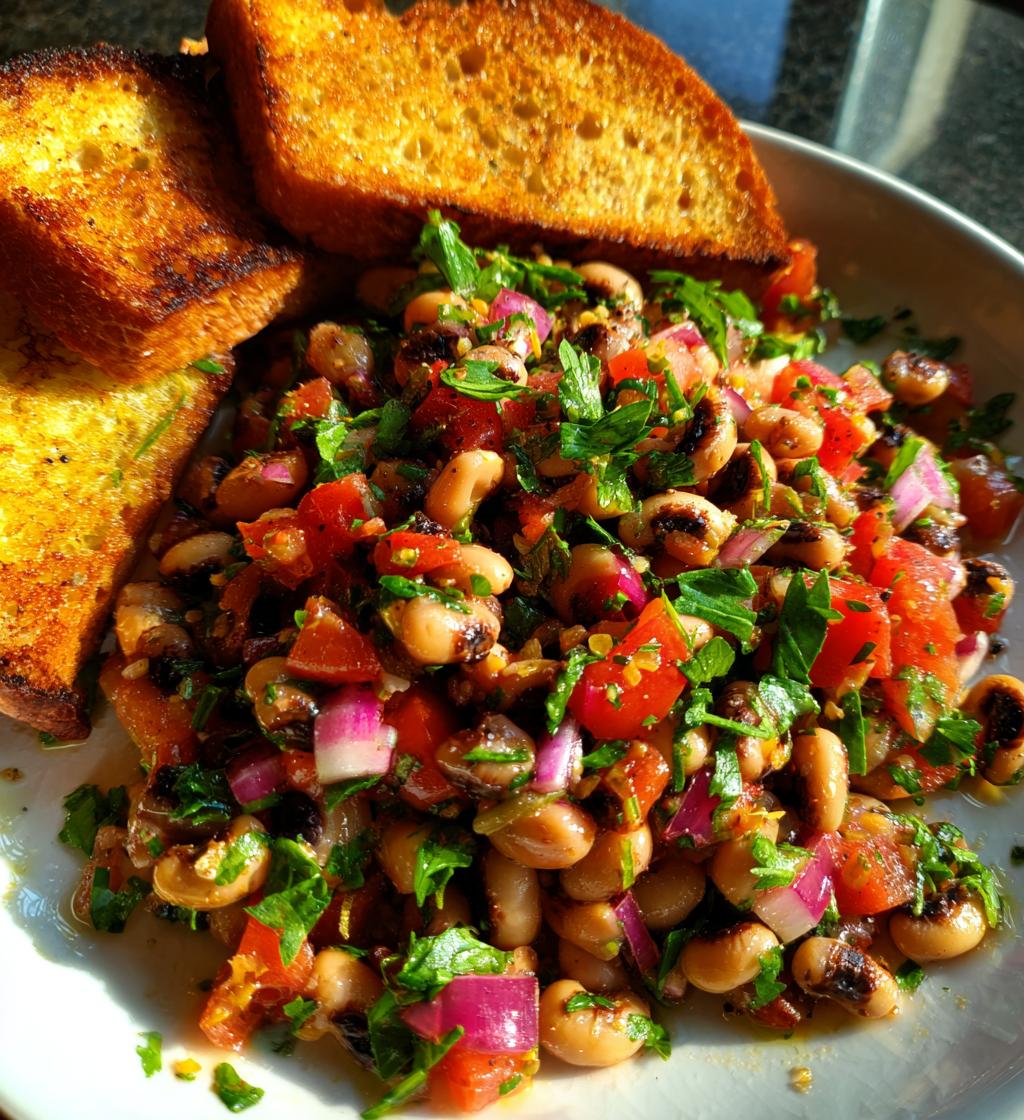 black-eyed pea salad with bread