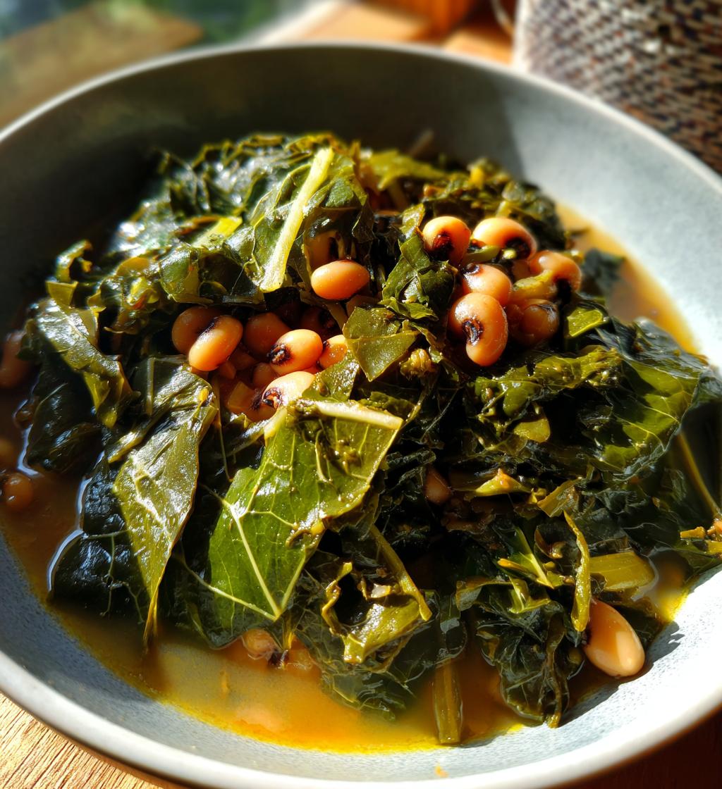 black eyed peas and greens