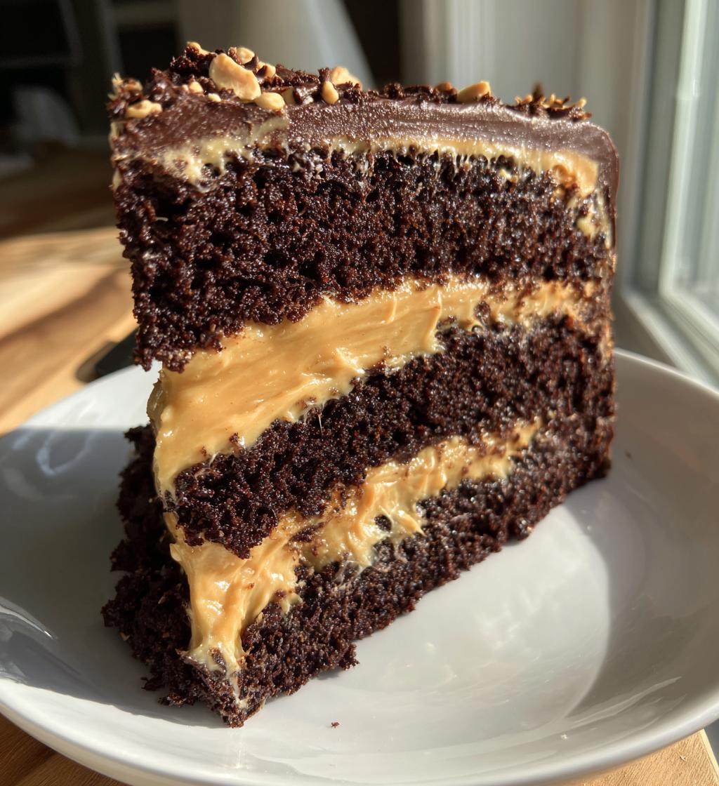 chocolate cake with peanut butter icing