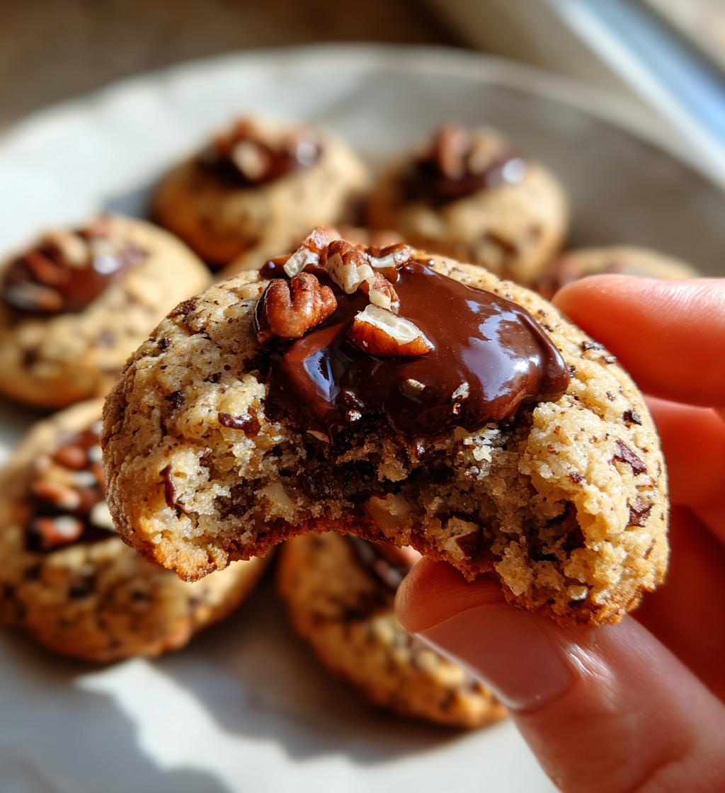 chocolate pecan thumbprint cookies