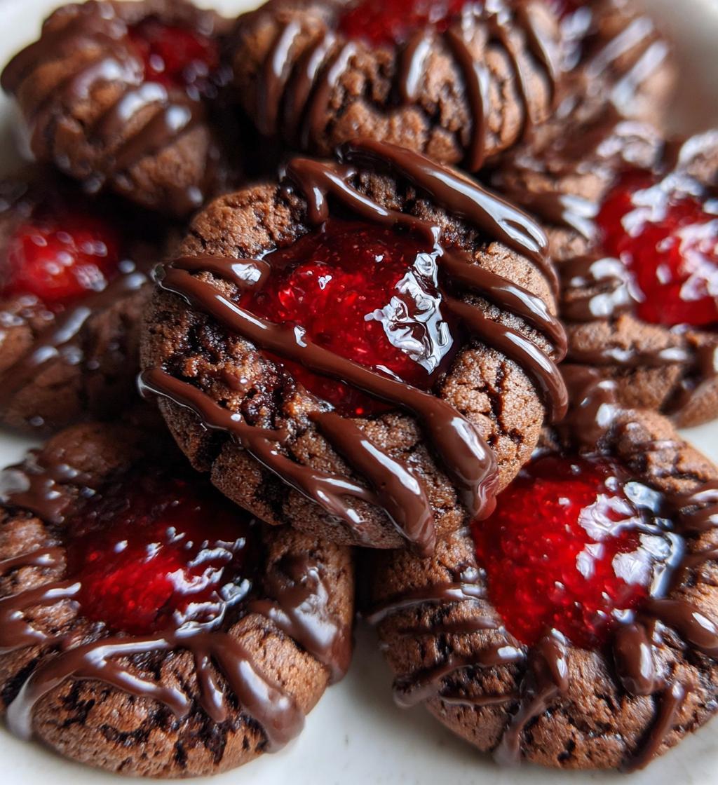chocolate raspberry thumbprint cookies