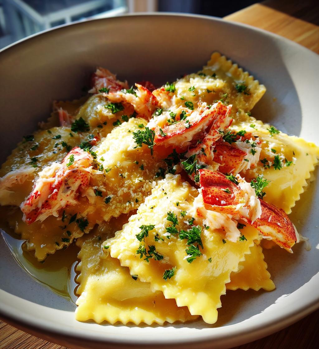 crab and lobster ravioli