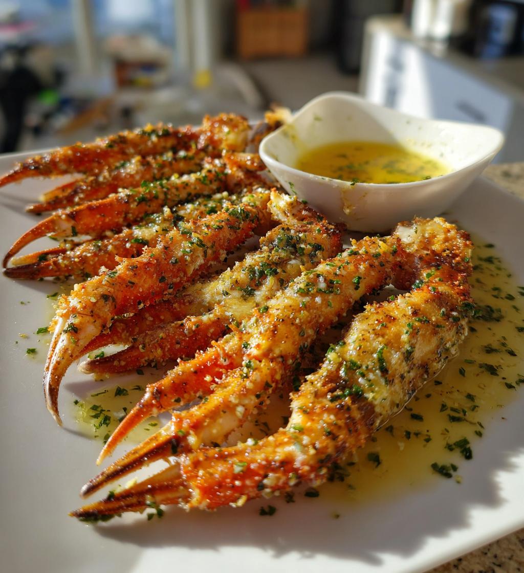 fried king crab legs with garlic butter