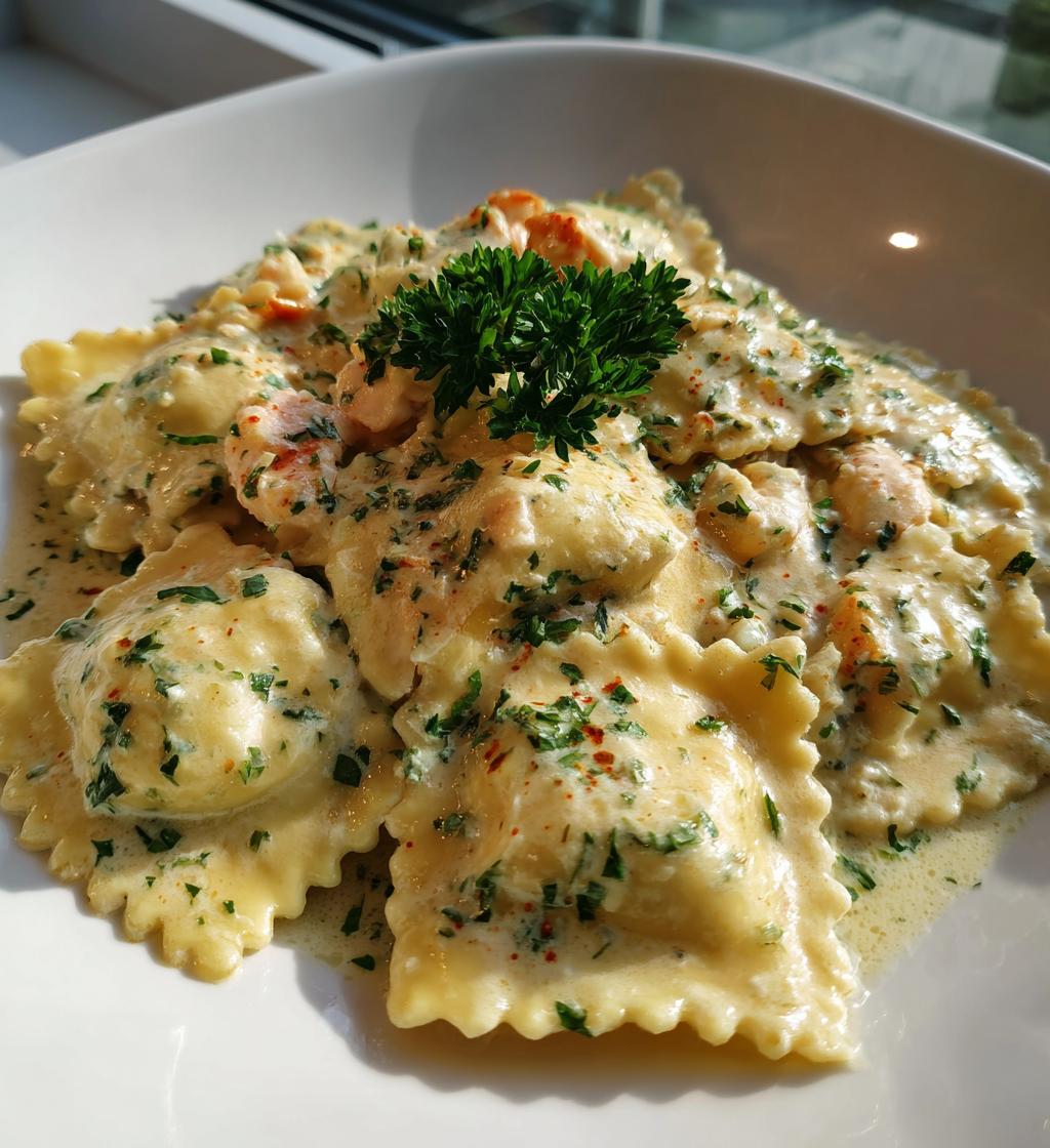 lobster ravioli with lemon butter cream sauce