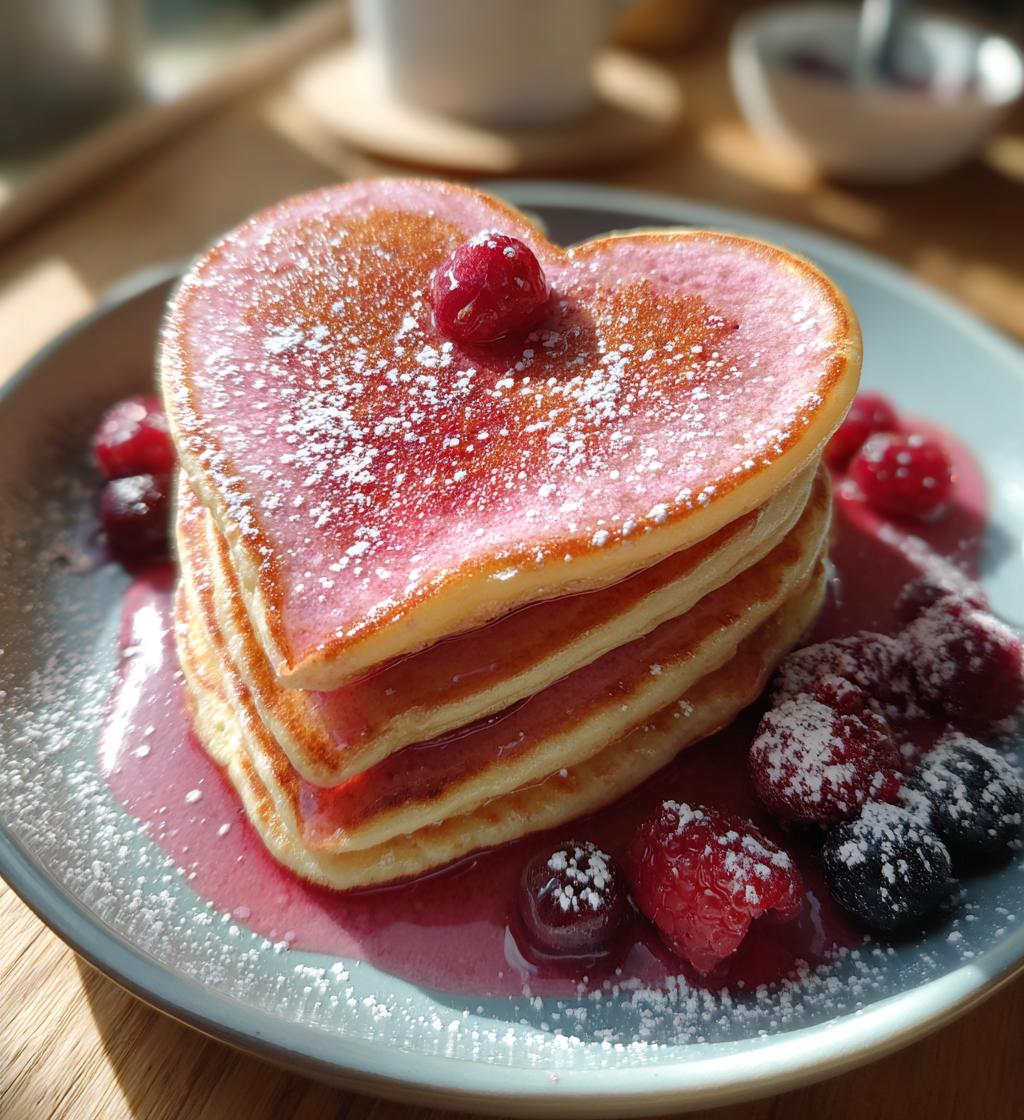 pink valentine heart pancakes