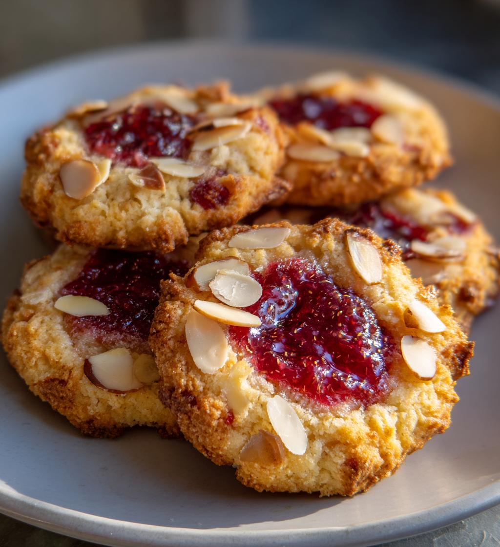 raspberry almond thumbprint cookies