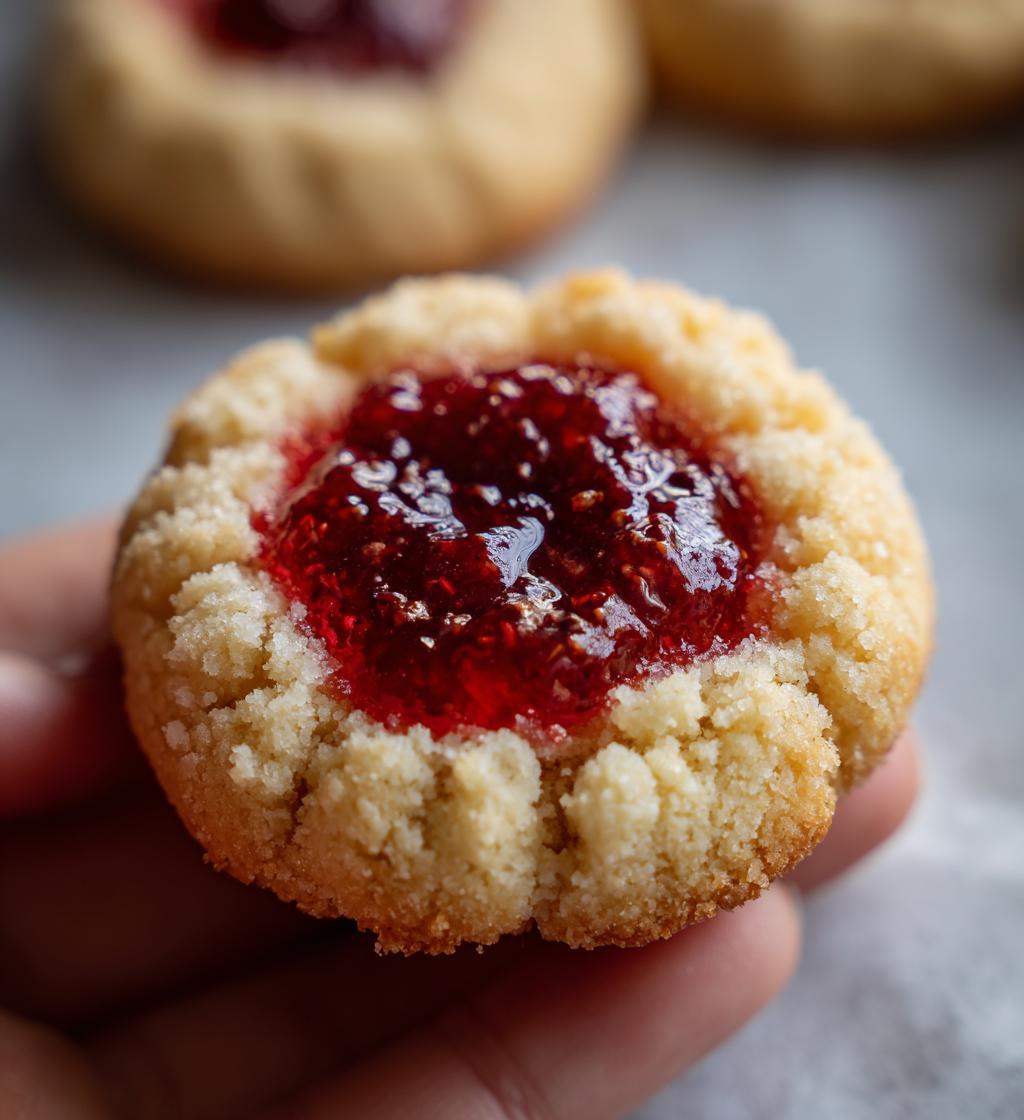 raspberry shortbread thumbprint cookies
