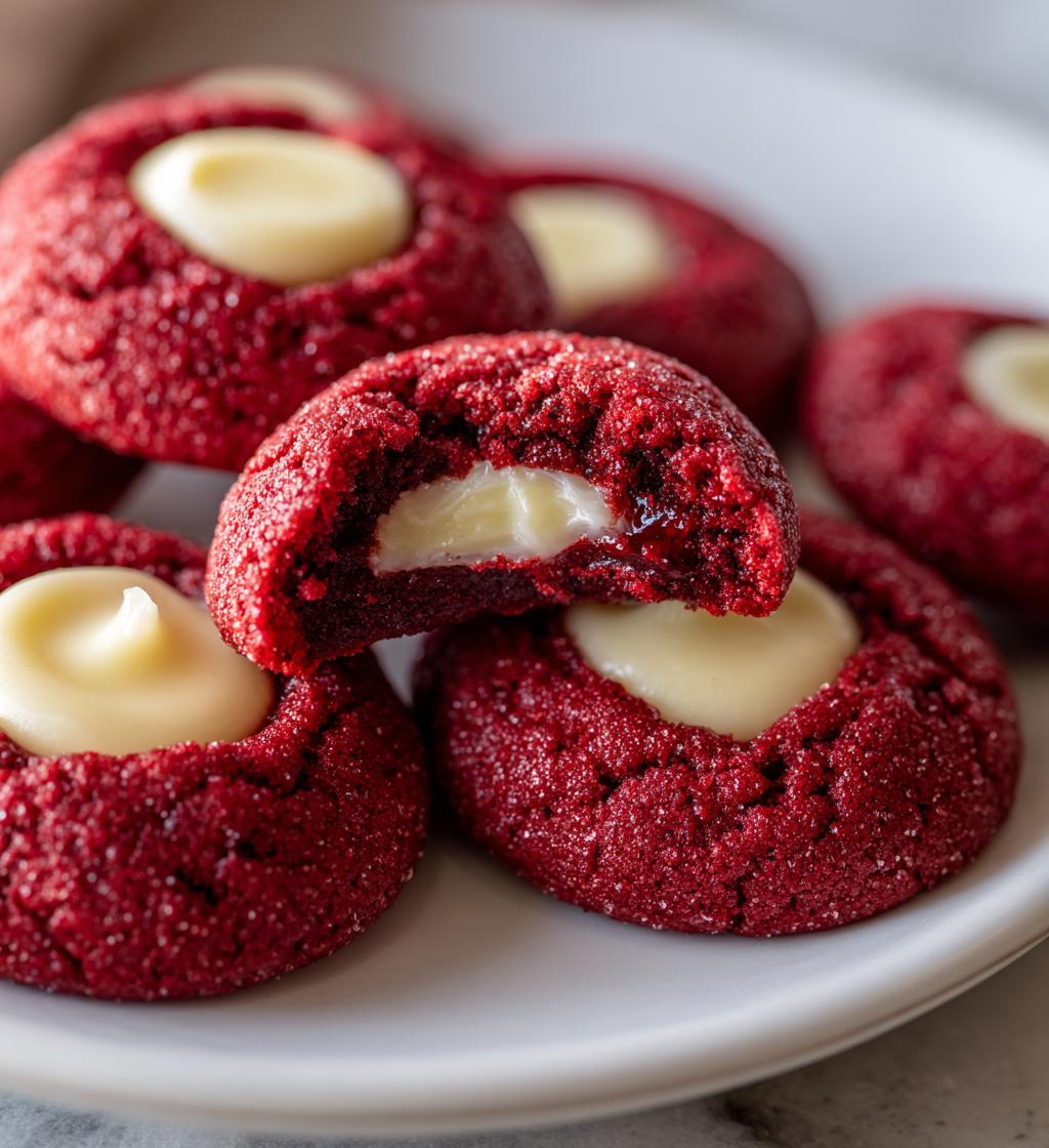 red velvet thumbprint cookies