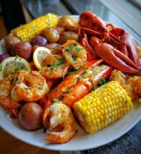seafood boil with lobster tails
