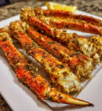 smoked crab legs in smoker
