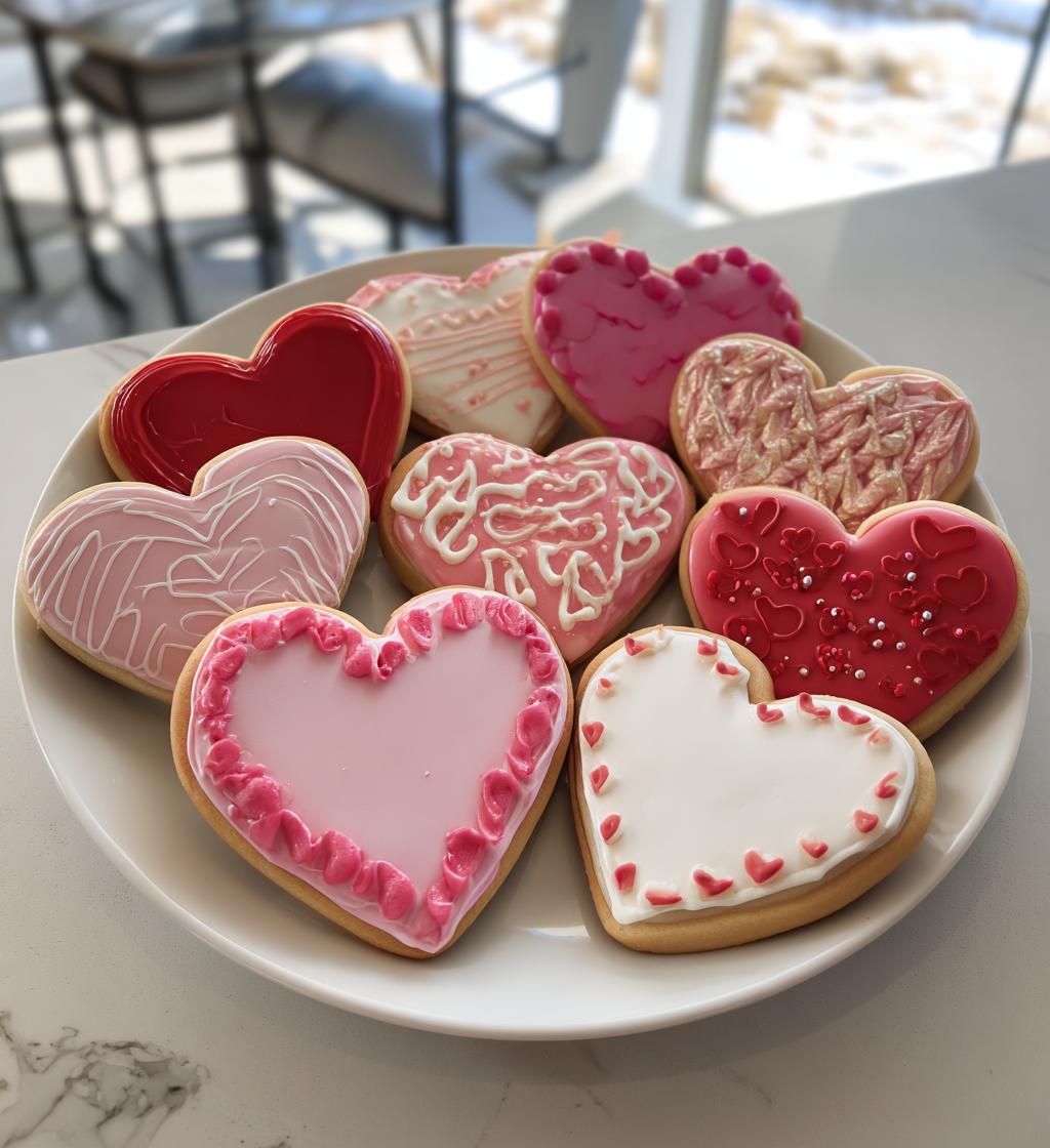 valentine decorated cookies