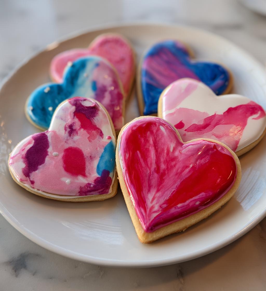 watercolor valentine cookies