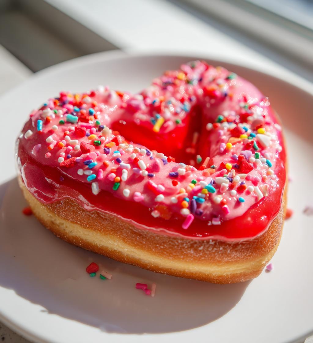 heart shaped donuts - valentines red and pink