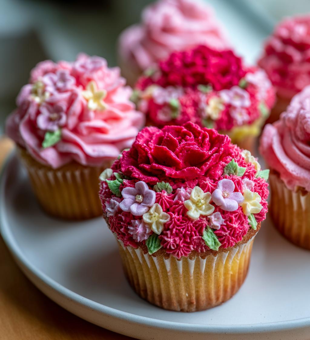 valentine flower cupcakes