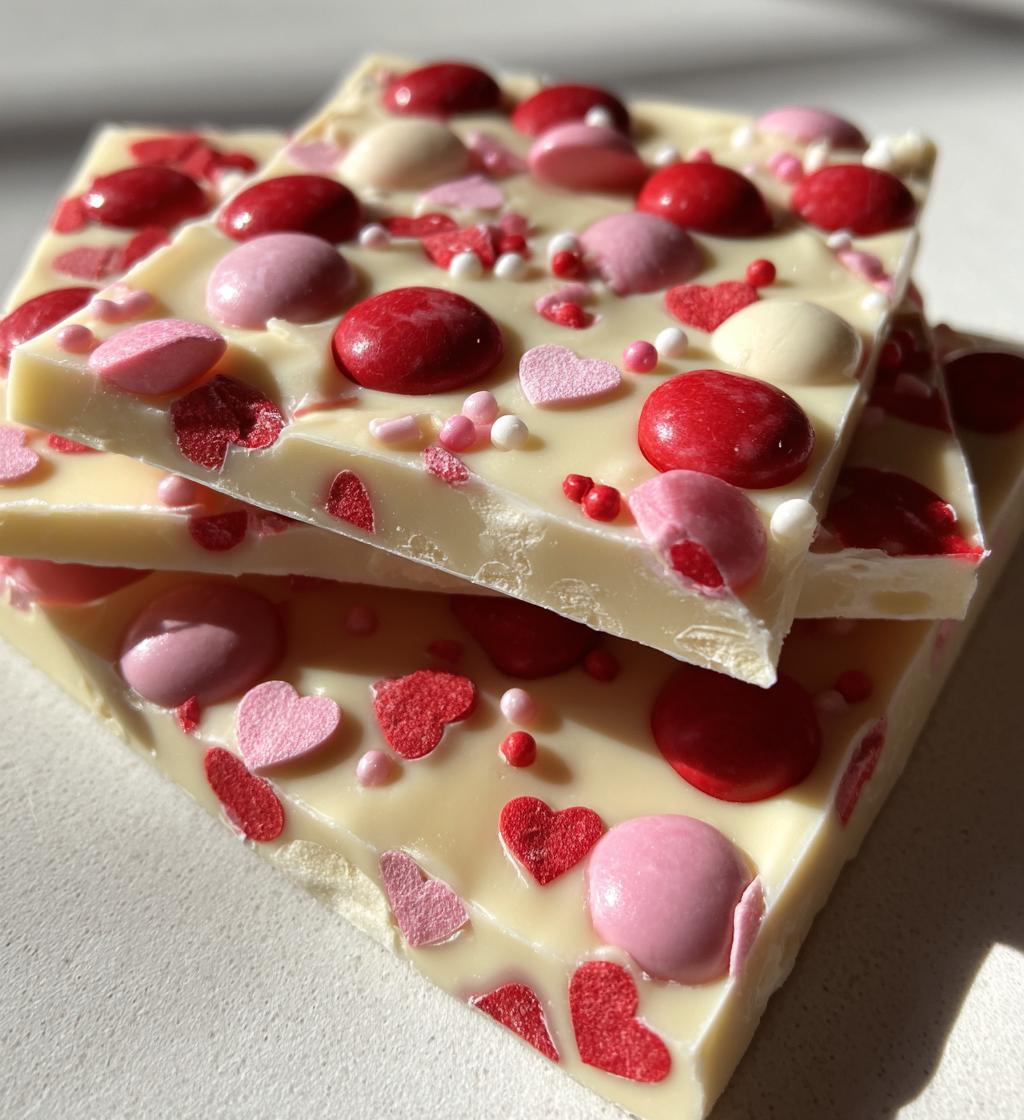 valentine m&m bark