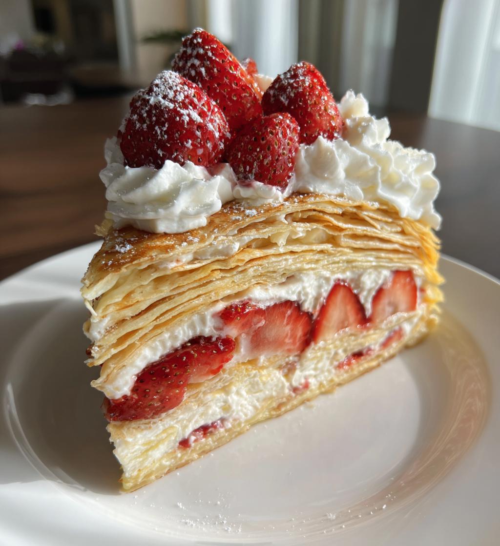 valentine strawberry crepe cake