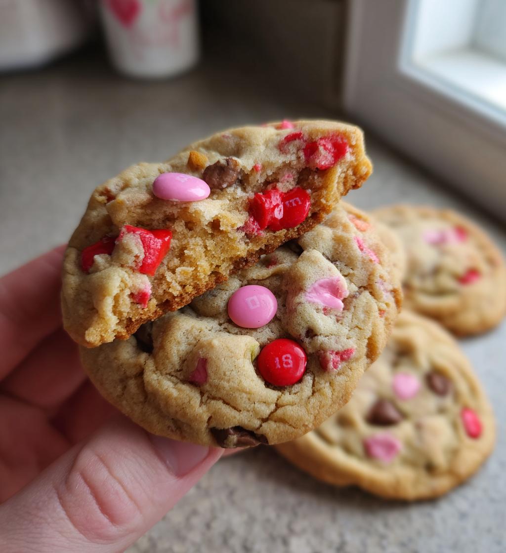 valentines day m&m cookies