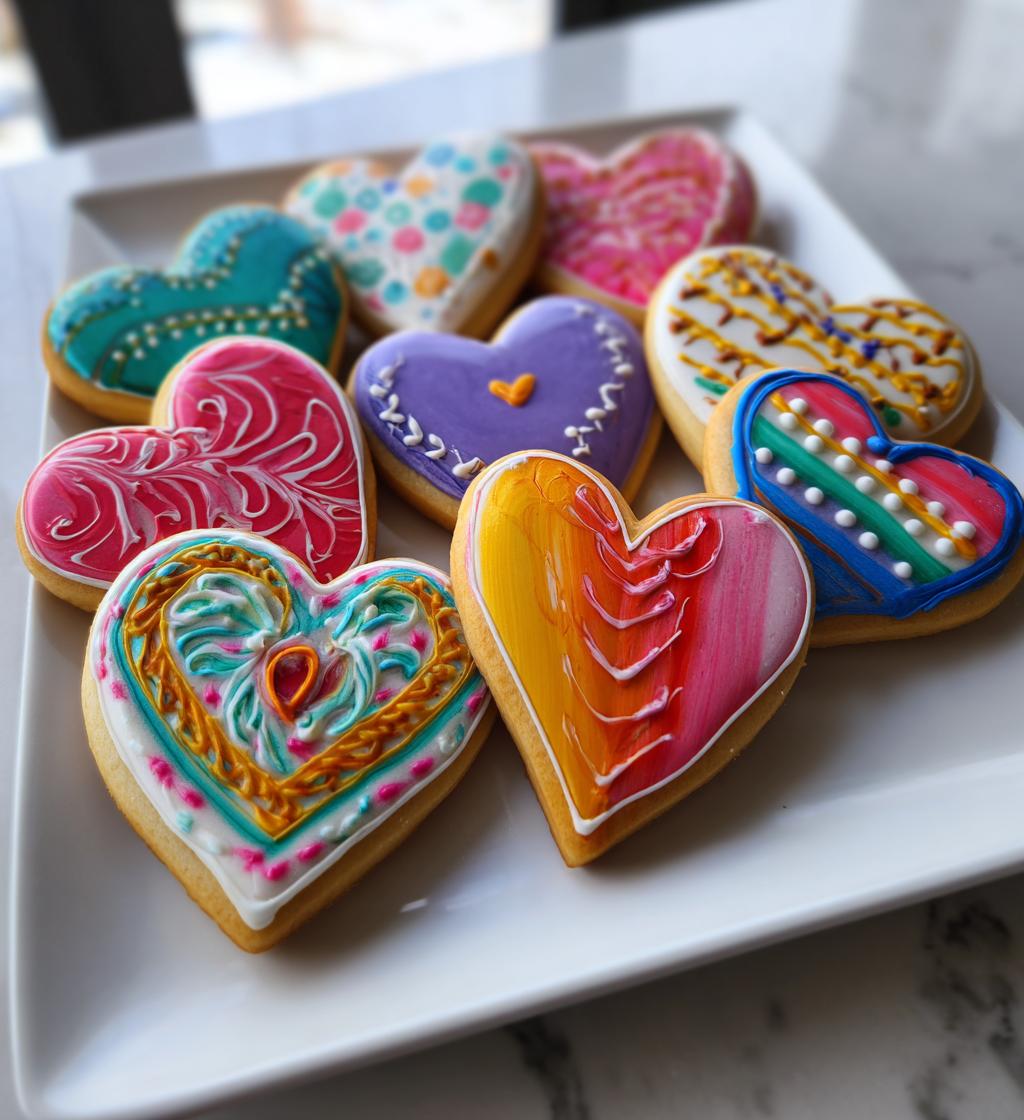 valentines decorated cookies